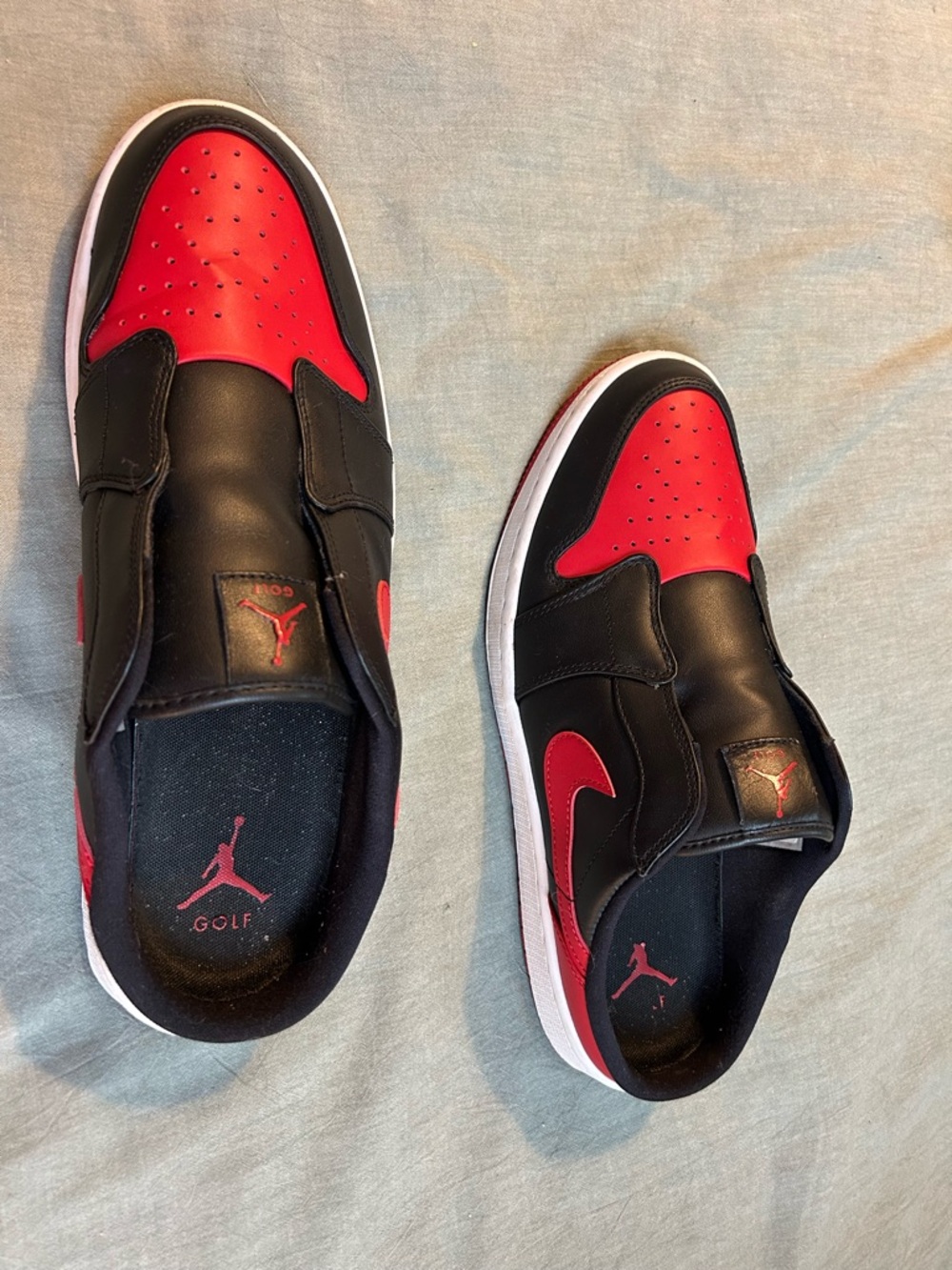 Nike Air Jordan Black and Red Golf Slip-on Shoes - Picture 4 of 10